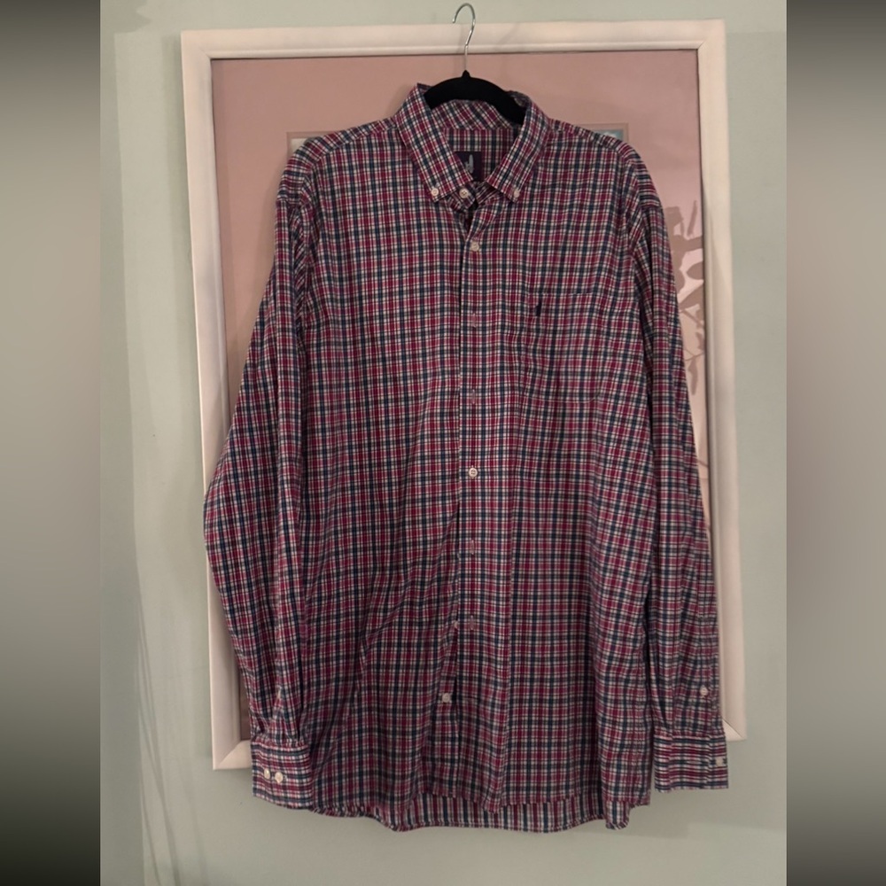 johnnie-O Red and Blue Plaid Casual Shirt
